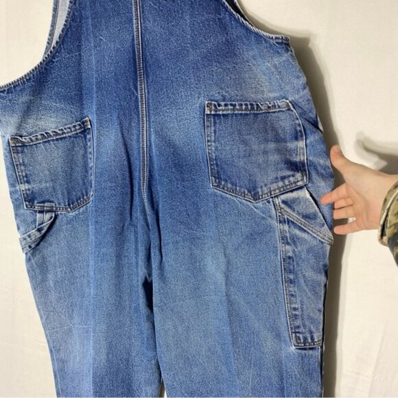 Vintage Toro Blue Distressed Denim Cropped Overalls 2XL - Picture 12 of 16